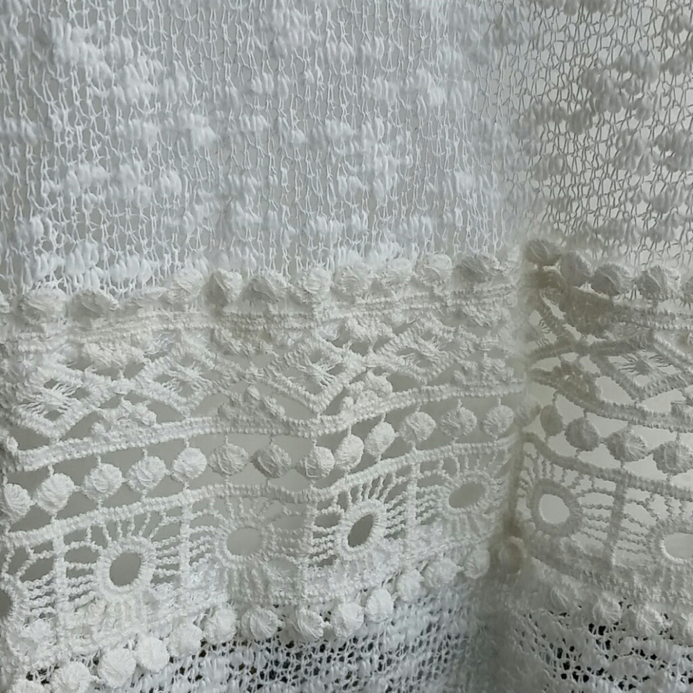 Style & Co. White Lightweight Opene Knit Crotchet Cotton Blend Cardigan Sz Large - Picture 6 of 8